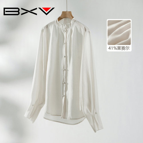 BXV立领长袖通勤极简高级感衬衫