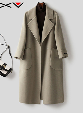 BXV双面羊绒大衣女中长款2025冬新款小个子双面呢外套宽松大翻领