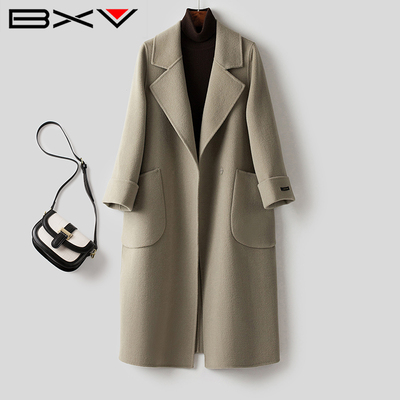 绵羊毛宽松双面羊毛呢大衣