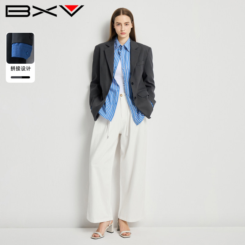 BXV拼色西装女2025春新款