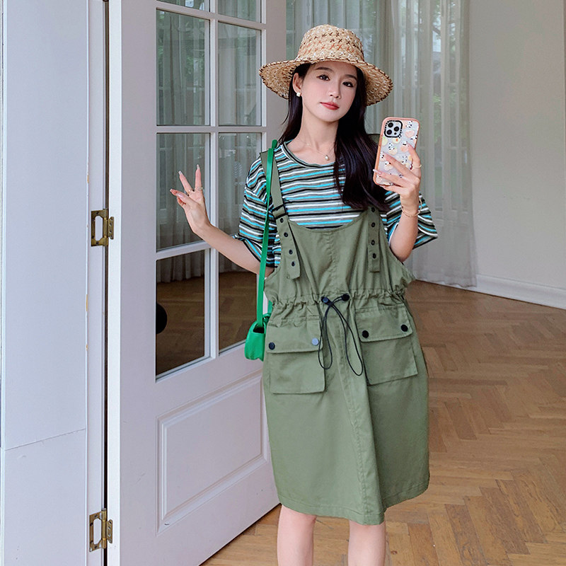 现货工装风背带裙+T两件套297-207-P125-K178,单裙P95-K148,女装套装/套裙,艾艾淮淮