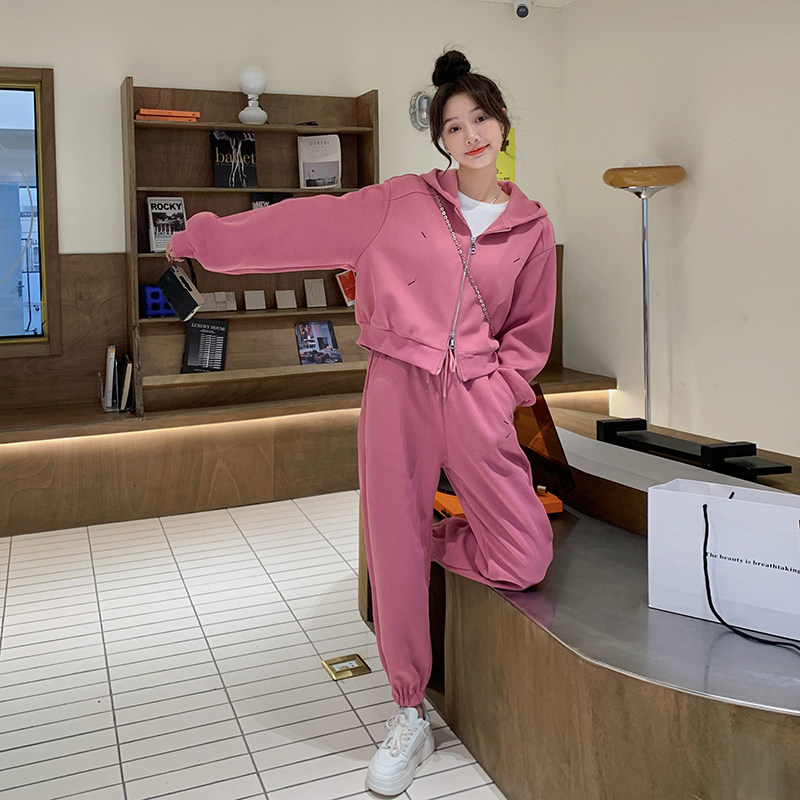 现货粉色新款春季连帽卫衣套装297-030,女装套装/套裙,艾艾淮淮