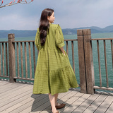 现货条纹宽松高腰开襟连衣裙297-112-P125-K178，女装连衣裙，艾艾淮淮