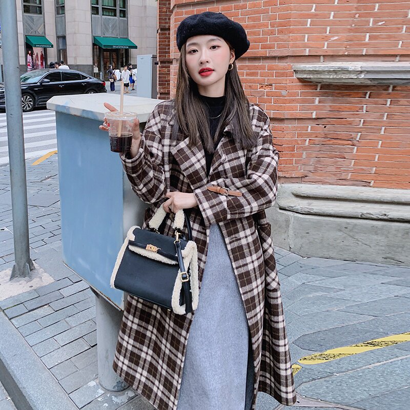 现货复古摩卡格子毛呢外套297-8079-P175-K258,女装毛呢外套,艾艾淮淮