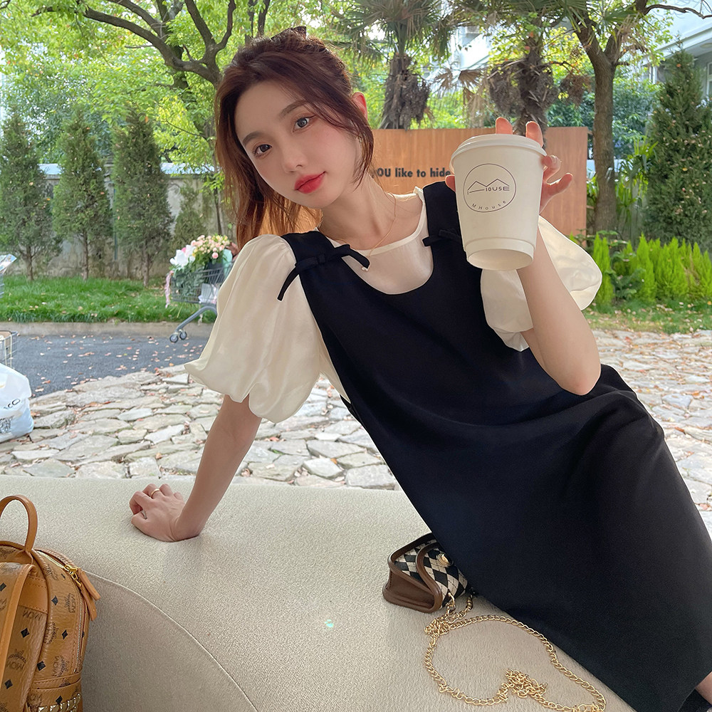 现货法式甜美泡泡袖套装297-8236-P105-K158图片