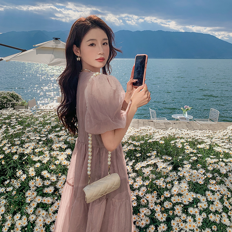 现货泡泡袖气质法式长裙297-121-P115-K168，女装连衣裙，艾艾淮淮