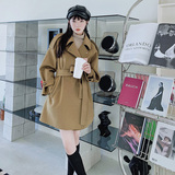 现货新款两色金属扣不挑人中长款尼大衣297-7832，女装毛呢外套，艾艾淮淮