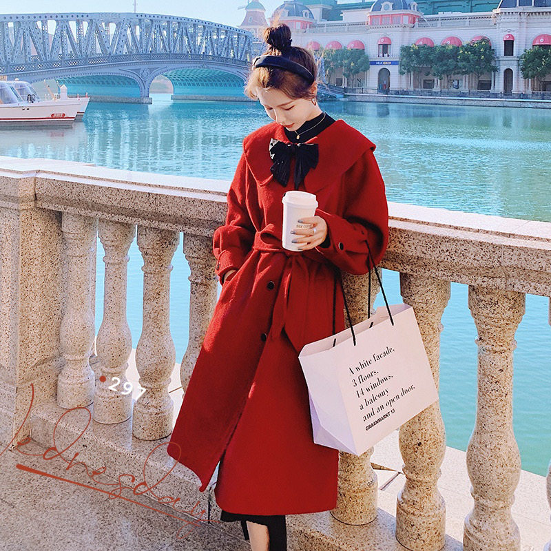 现货   新款可拆卸蝴蝶结不起球尼大衣297-7823-P175-K258图片