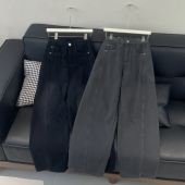 众库冬季 潮 男宽松痞帅直筒A字裤 美式 休闲复古水洗加绒加厚休闲裤