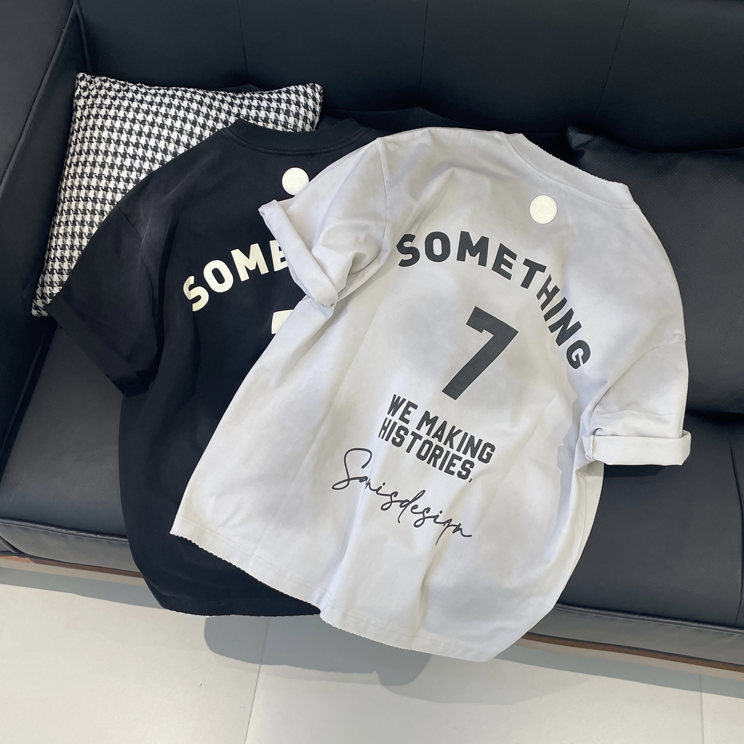 美式休闲宽松重磅字母圆领T恤