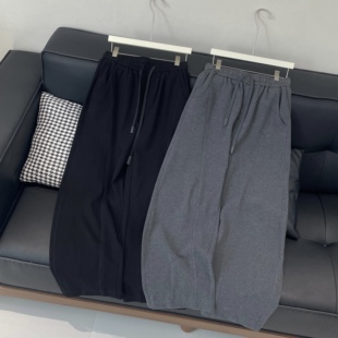 木高秋冬季韩系极简慵懒感弯刀休闲裤男宽松休闲痞帅直筒保暖长裤