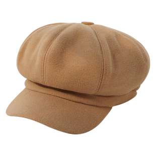 韩版羊毛呢八角帽子女英伦复古秋冬季贝雷帽潮百搭日系文艺鸭舌帽