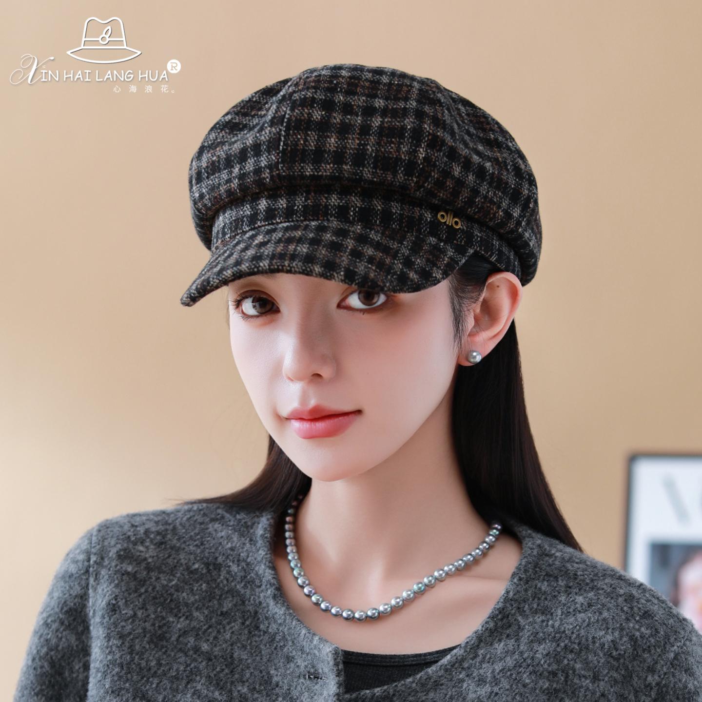 八角帽子女画家帽显脸小贝雷帽