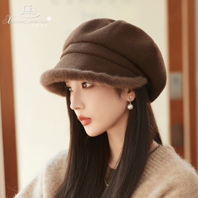 渔夫帽出游休闲女秋冬毛绒保暖