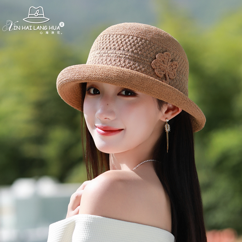 优雅卷边礼帽女春秋夏季渔夫帽子出游遮阳防晒盆帽时尚百搭中老年