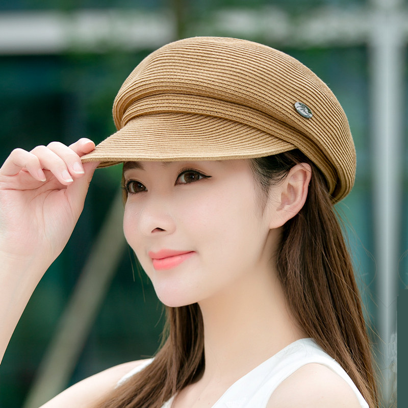 贝雷帽子女春夏季韩版日系百搭圆顶鸭舌八角帽出游防晒遮阳帽草帽