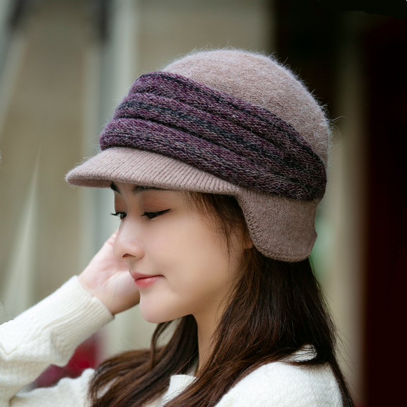中老年人奶奶妈妈老太太帽秋冬天女针织毛线百搭护耳保暖贝雷帽子
