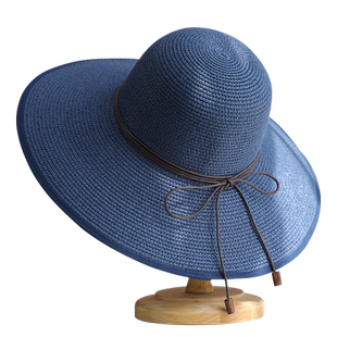 夏天太阳帽子女遮阳草帽休闲大檐沙滩帽海边出游优雅可折叠防晒帽