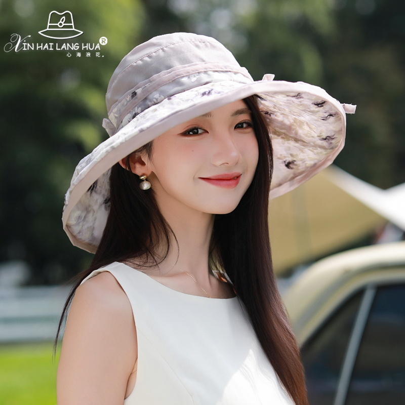 中老年人防晒遮阳帽子女士春夏季出游可折叠妈妈帽大檐优雅太阳帽