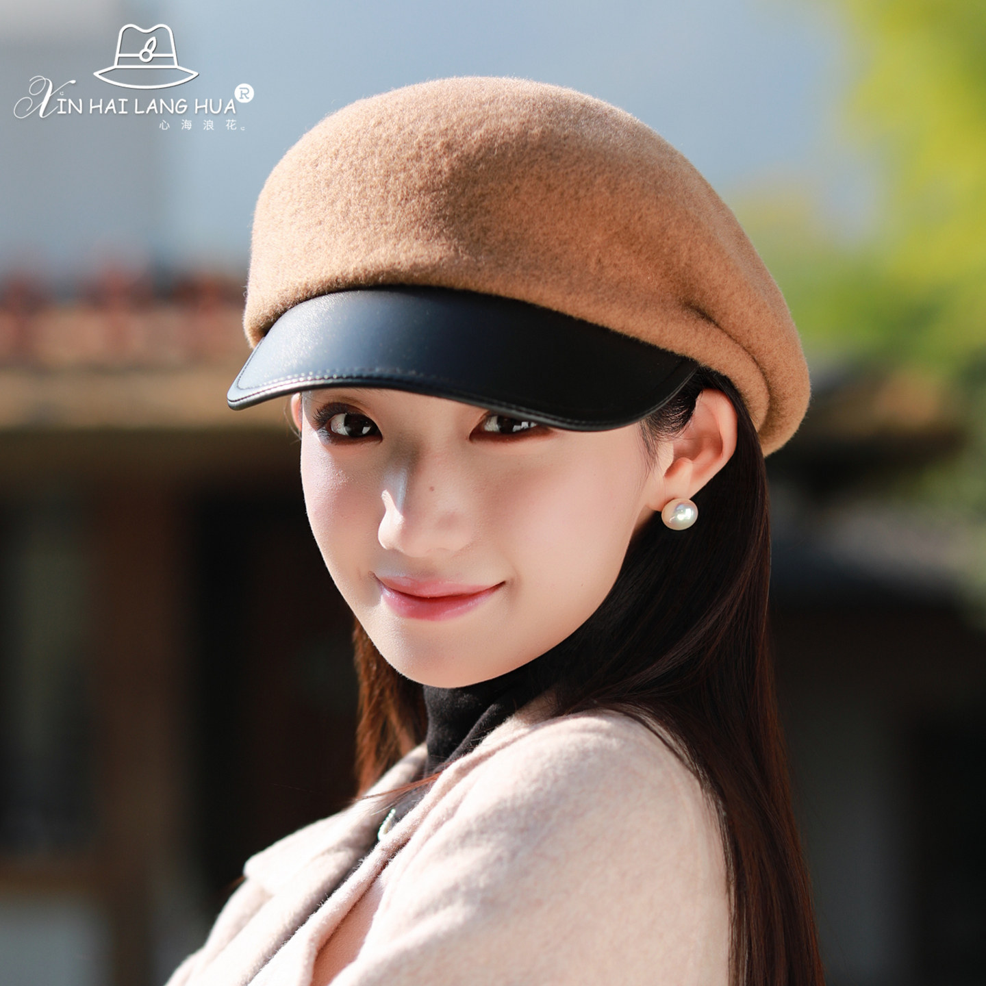 羊毛呢贝雷帽子女士秋冬季英伦复古百搭鸭舌帽优雅气质八角报童帽