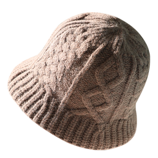 网红毛线帽子女秋冬季羊毛百搭保暖日系显脸小针织水桶盆帽渔夫帽