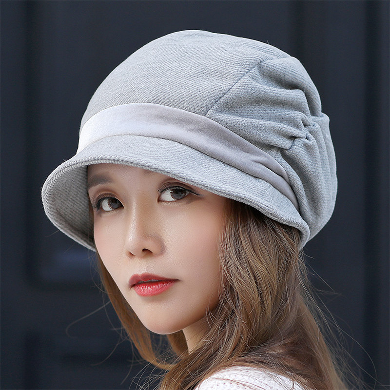 帽子女日系贝雷帽秋冬八角帽韩版针织毛线帽时尚鸭舌帽休闲堆堆帽