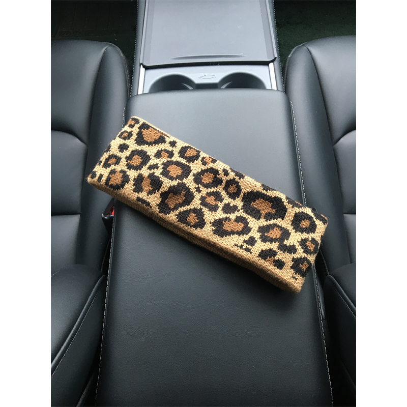 赵露思同款豹纹针织毛线发带