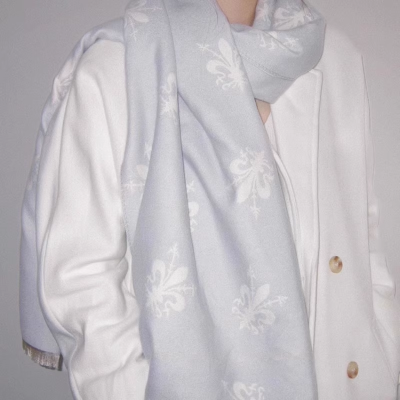 超多颜色!佛罗伦萨灰色鸢尾花围巾2025新款仿羊绒围脖长款氛围感