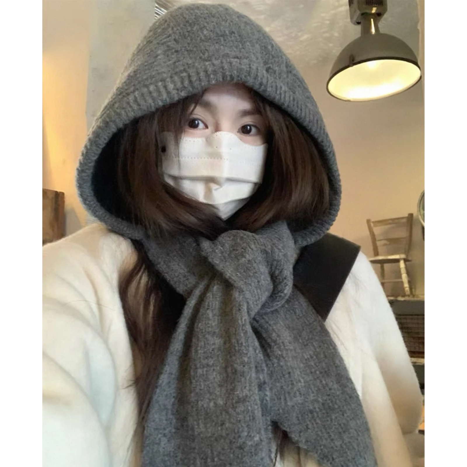 2025升级款巴拉克拉法帽女连帽围脖秋冬披肩针织毛线帽子围巾一体