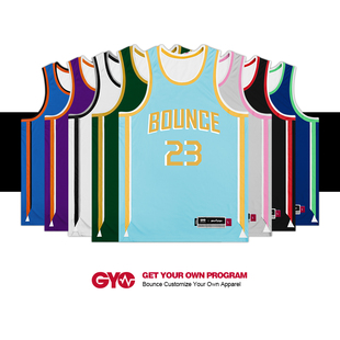 BOUNCE GYO定制2024传奇球衣套装篮球比赛背心短裤可印队名名字男