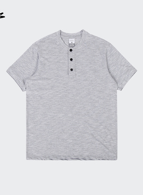 BOUNCE官方 BONS短领POLO衫纽扣短袖舒适立领棉质运动休闲T恤男子