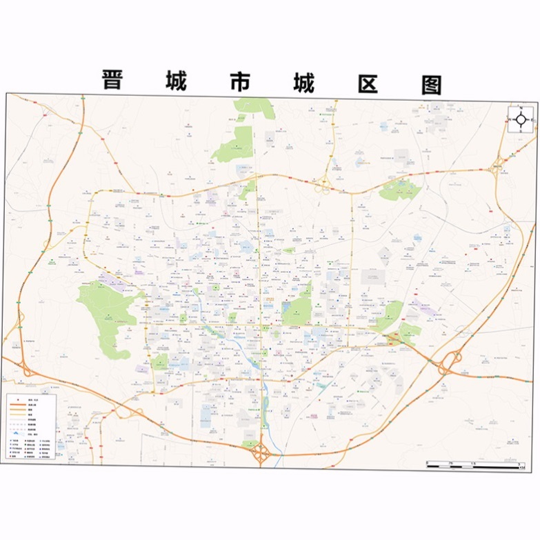 2022新款晋城市地图贴图 办公室挂图 高清防水墙壁装饰画定制地图
