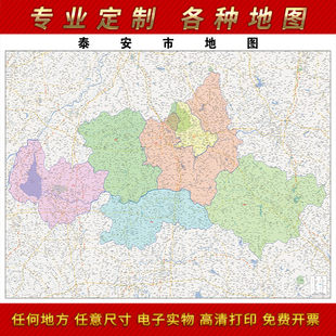 2026新款泰安市地图客厅办公室挂图高清防水墙壁装饰实物推荐定制