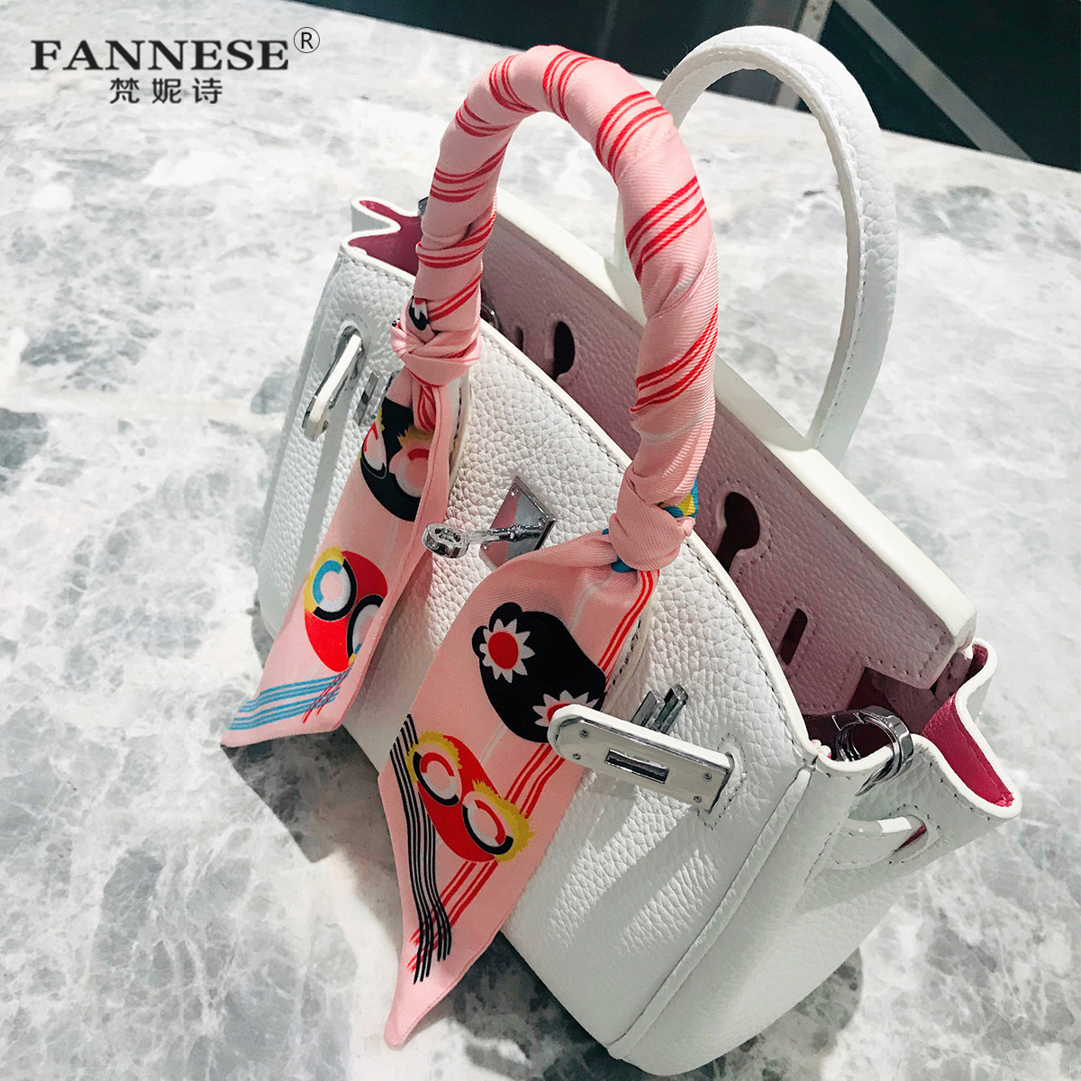 真皮铂金包迷你手提包小包包女2021新款夏季斜挎包荔枝纹牛皮女包