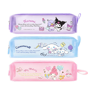 一正三丽鸥纱网笔袋大耳狗美乐蒂双子星库洛米透明网纱袋笔盒ins小清新大容量铅笔盒学生考试用文具收纳袋