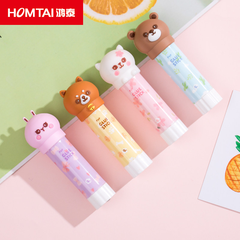 鸿泰固体胶学生卡通高粘度胶水无甲醛9g手工儿童幼儿园胶棒果冻色糖果