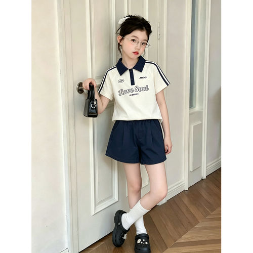 壹妈夏季女童短袖短裤套装
