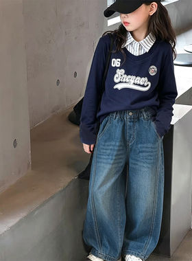 壹妈女大童秋季POLO领卫衣套装