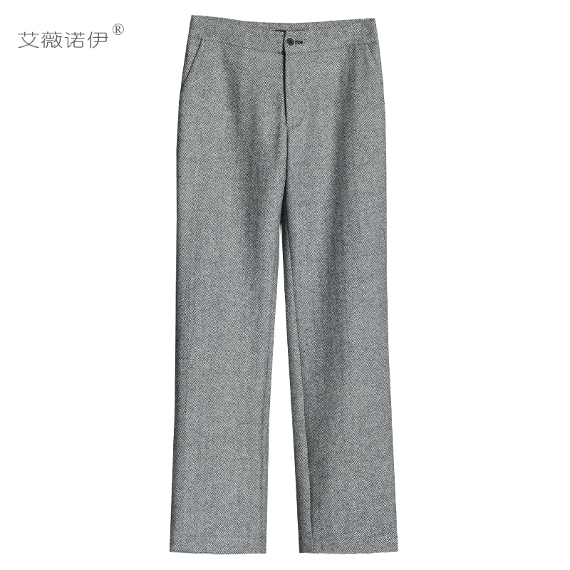 艾薇新款高腰显瘦裤子毛呢西裤
