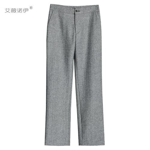 高腰显瘦裤子毛呢西裤