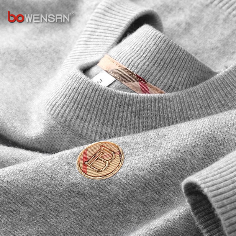 高端针织毛衣男士秋冬季2025新款商务休闲圆领保暖内搭打底衫男款