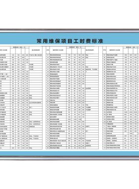 汽修厂工时收费标准管理制度