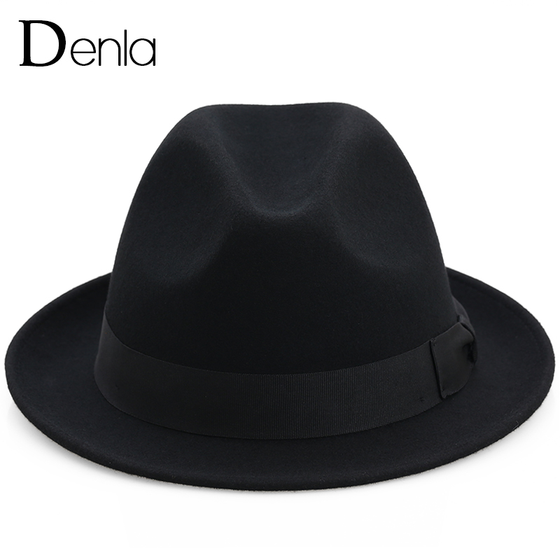 denla羊毛呢小檐时尚咔叽风礼帽