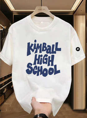 Mrakeai Kyyds MK字母印花修身型套头韩版男女通用短袖圆领通勤风