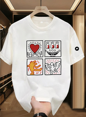 Mrakeai Kyyds MK卡通图案修身型韩版短袖男女通用圆领通勤风个性