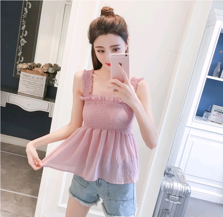 夏装女装韩版小清新花边百搭抹胸式小背心露肩外穿打底衫吊带上衣在类目 女装/女士精品, 背心吊带中 - 来自Buy2taobao.com提供专业的淘宝代购服务