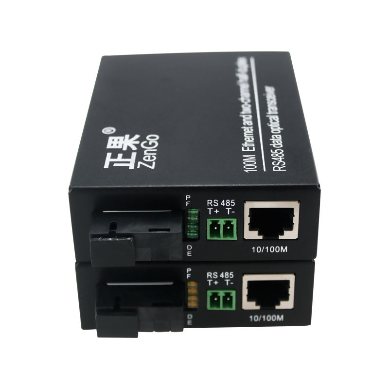 正果 1路双向485数据光端机带1路网络转换器光纤收发器光猫1对