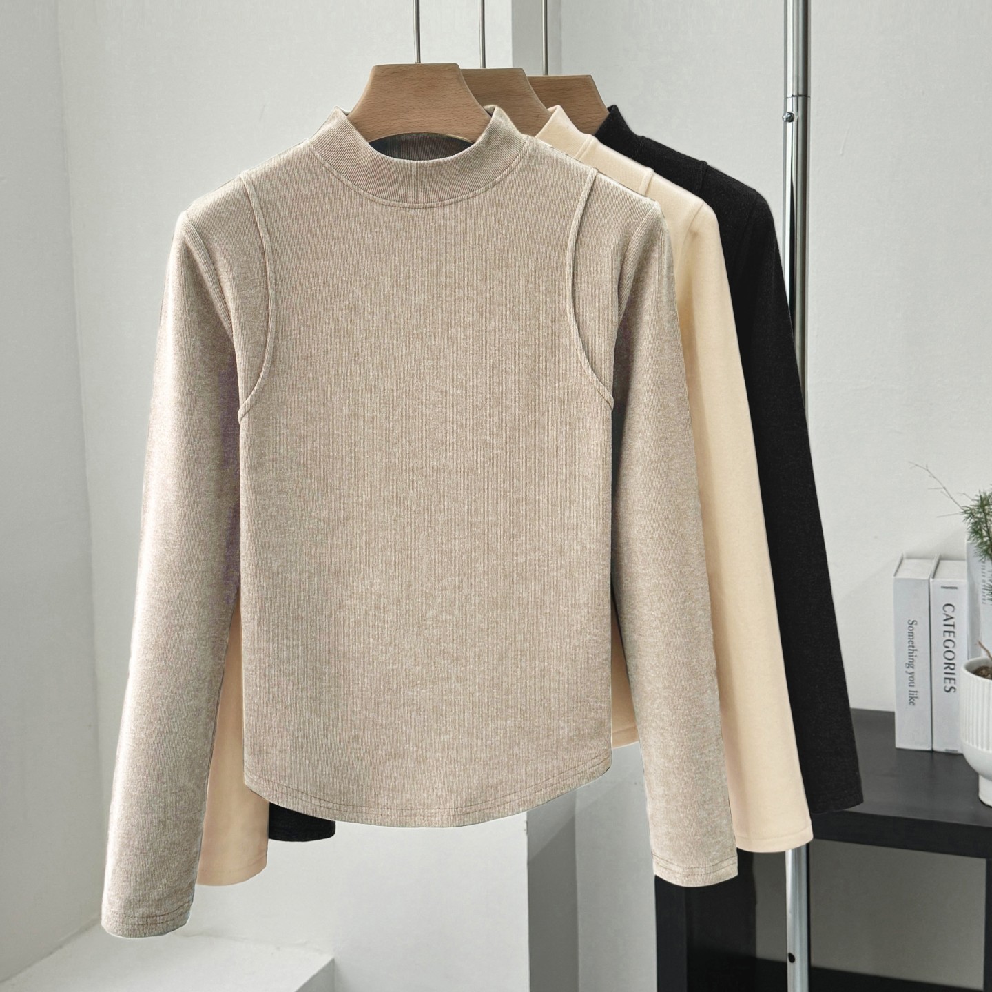 德绒加厚半高领打底衫女内搭秋冬新款中立领长袖t恤宽松保暖上衣,女装/女士精品,T恤,淘宝优惠券,粉丝福利购,淘宝优惠卷
