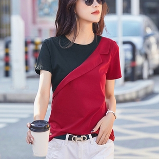 纯棉短袖t恤女2025夏季新款设计感小众不规则修身时尚高级感上衣