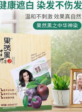 力扬果然黑中华神染2代450ml*2植物黑色染发剂清水黑油不沾头皮